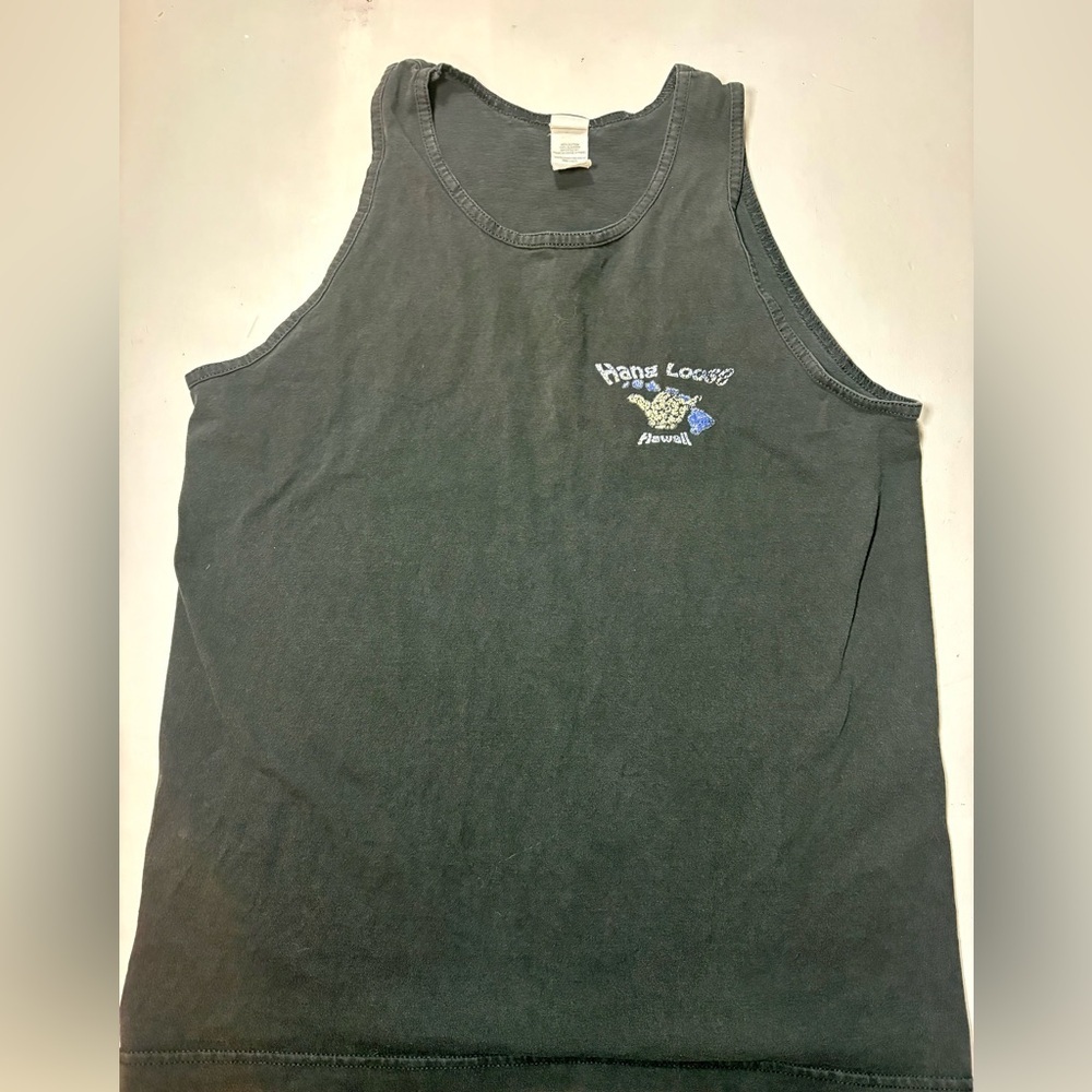 Suna Hang Loose Hawaii Maui Tank Top – Faded Black – Size M unisex